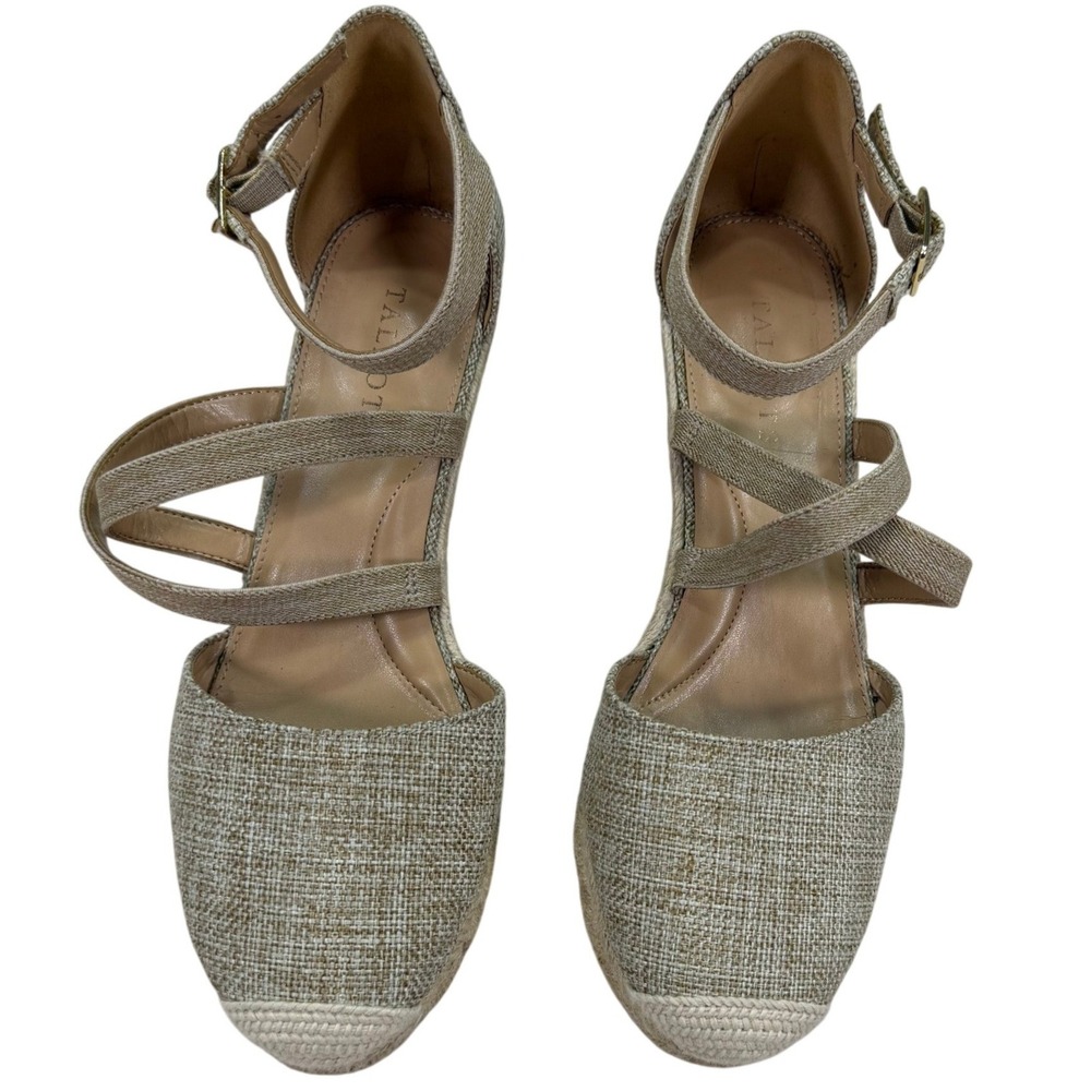 Talbots Lyndsay Natural Strappy Espadrille Wedge Sandals Womens Size 9 Tan Beige - Picture 5 of 11